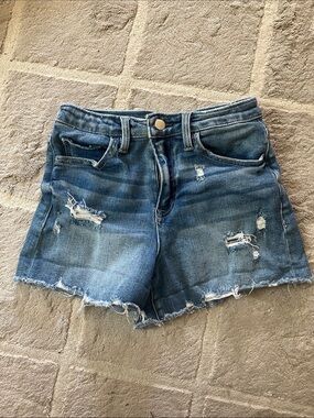 Altar’d State Blue Distressed Denim Shorts